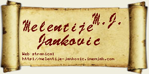 Melentije Janković vizit kartica